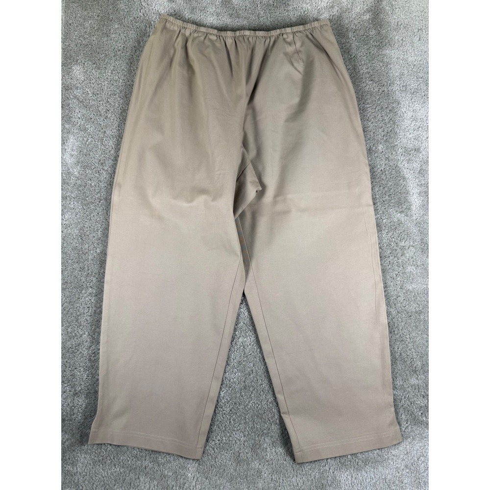 Eileen Fisher Woman Tan Organic Cotton Spandex Elastic Waist Pants 1X S19KO